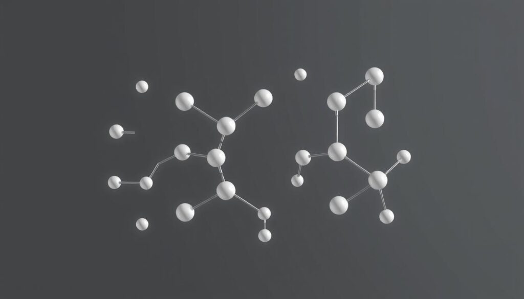 Detailed molecular diagram of a copolymer structure showcasing its versatility and advantages. Crisp, technical illustration with clean, minimalist styling. Geometric shapes and lines convey the intricate chemical bonds and repeating monomer units. Muted, neutral color palette highlights the structural intricacies. Soft, directional lighting casts subtle shadows to accentuate depth and dimension. Rendered with a photorealistic finish to convey the precision and complexity of copolymer design. The image should clearly illustrate the structural advantages that make copolymers a powerful solution for modern manufacturing applications.