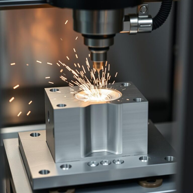 Aluminum prototype injection mold being machined for rapid development