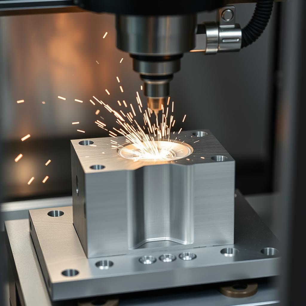 Aluminum prototype injection mold being machined for rapid development
