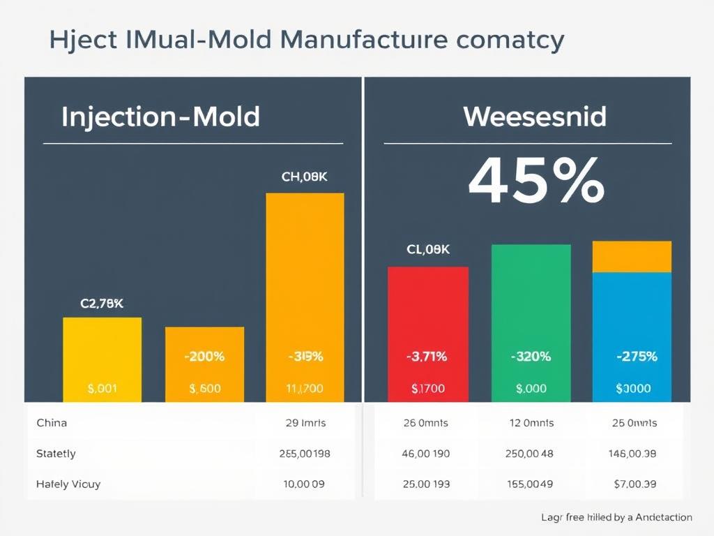 Cost comparison chart showing significant savings with Chinese injection mold manufacturing versus domestic options