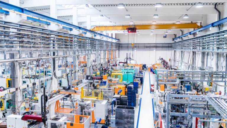 A overhead photo of an injection molding facility.inside.