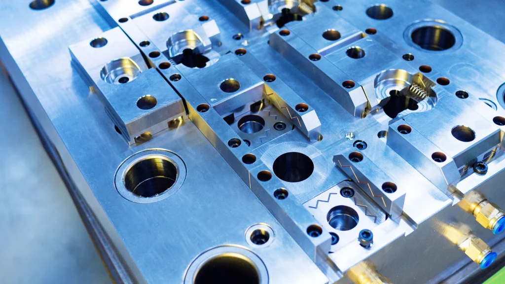 An up close photo of an injection mold.