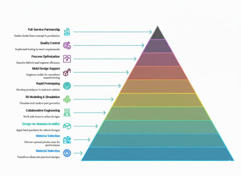 Pyramid illustrating design and production processes.