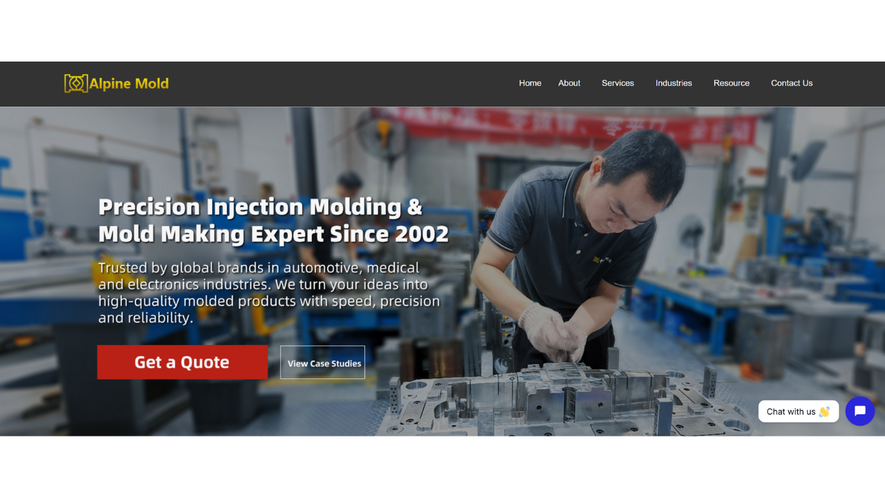 Alpine Mold facility and sample products, a top 10 injection mold maker in China.