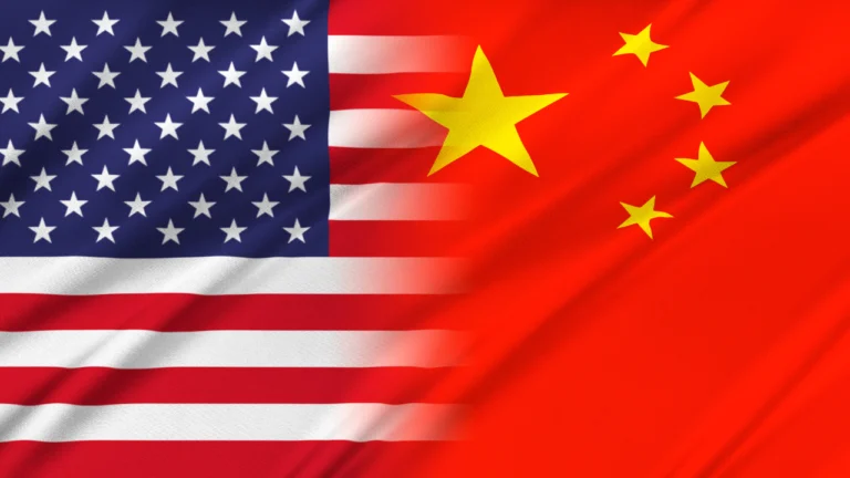 Flags of USA and China combined