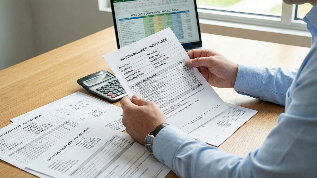 Engineer evaluating and comparing injection mold manufacturing quotes