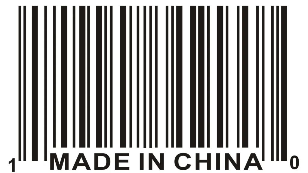 Picture of a made in china bar code found on the packaging of a lot of products across the world.
