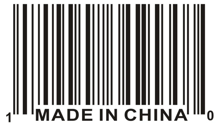 Picture of a made in china bar code found on the packaging of a lot of products across the world.