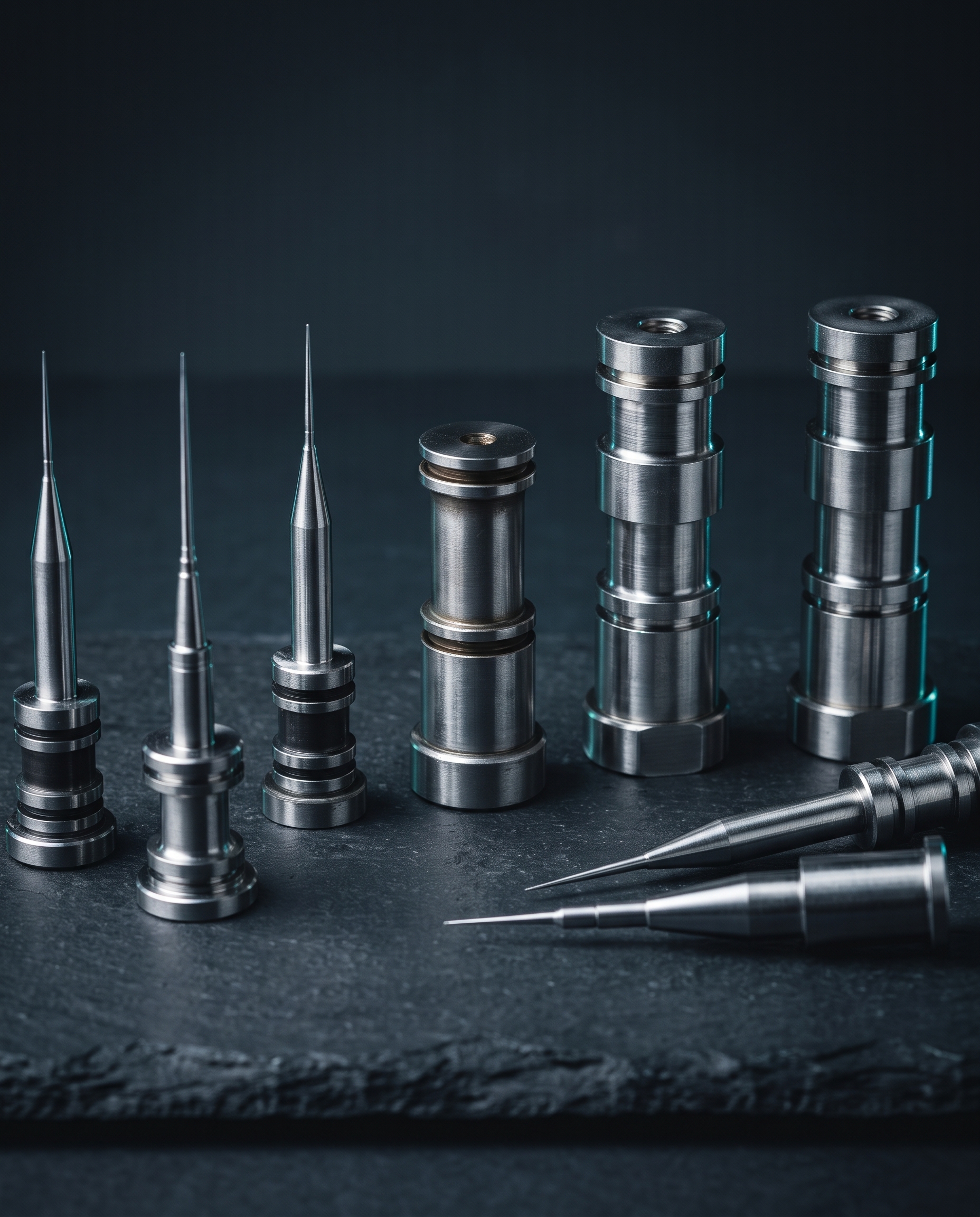 Precision ground core pins and sleeves for an injection mold