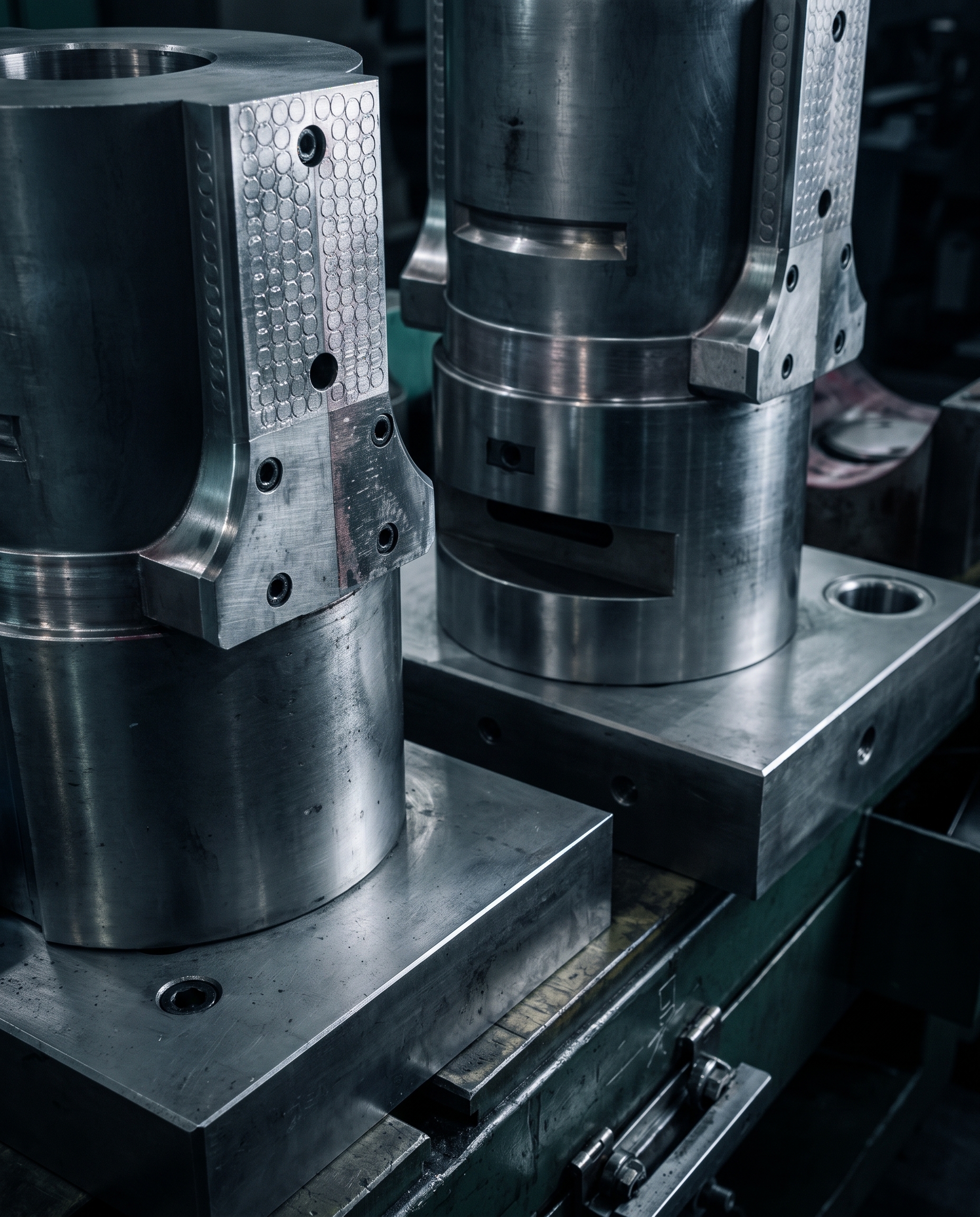 Textured hardened wear plates on an injection mold shut-off