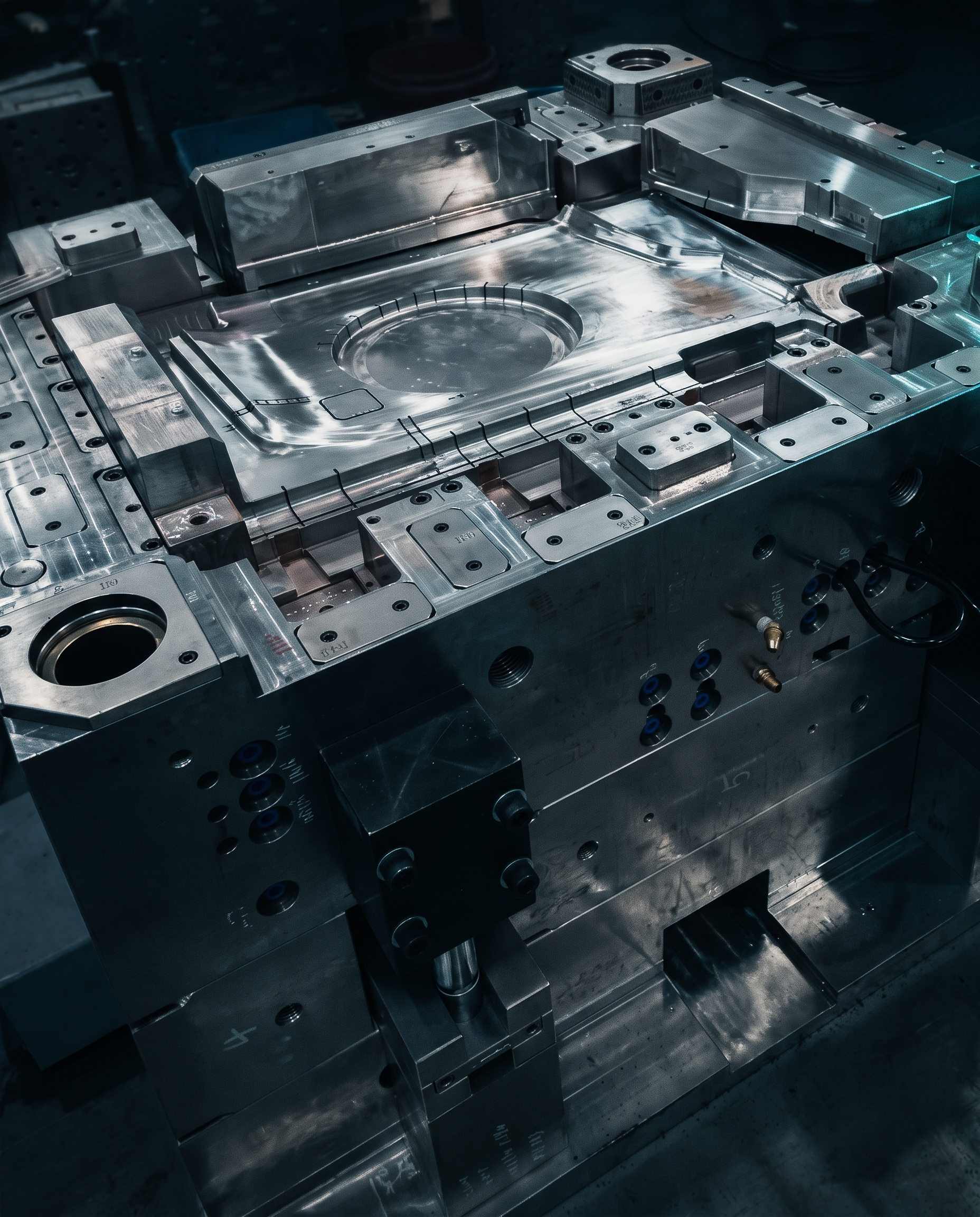 Large injection mold under assembly at a MoldMinds partner shop